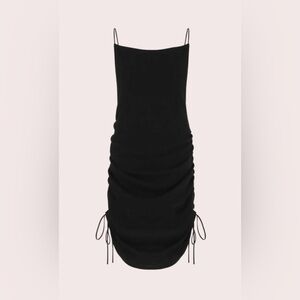 KRISA 🍒SIZE XS🍒BLACK SLIP DRESS SIDE RUCHING DRAPED NECK ADJUSTABLE STRAPS 🍒